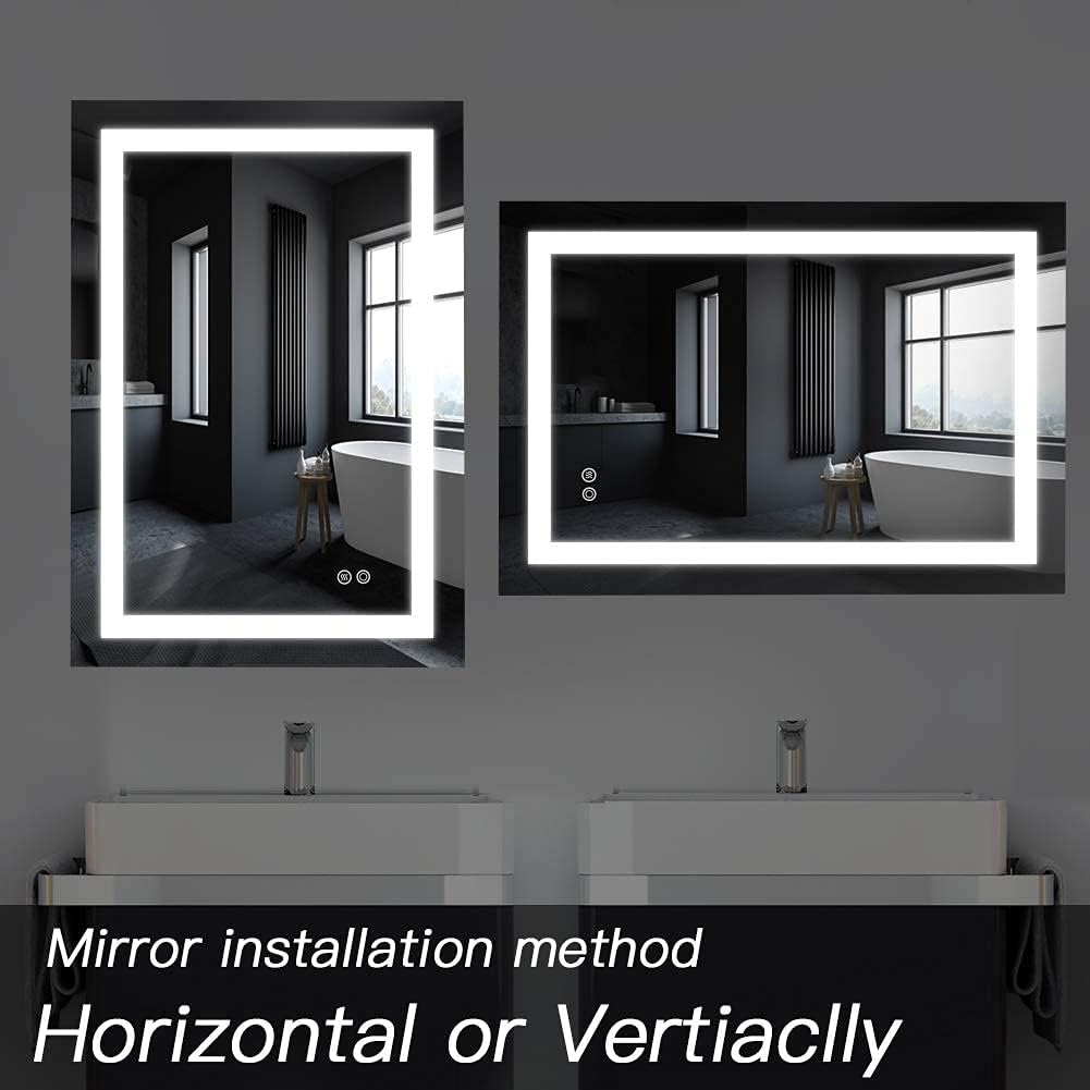 🔥 Flash Sale HAHZT Bathroom Mirror with Light 40 x 24 Inch Two-Color LED Bathroom Mirror Wall Mounted Bathroom Makeup Vanity Mirror with Lights Anti-Fog Dimmable 3500-6500K Color Temperature (Horizontal/Vertiacl)