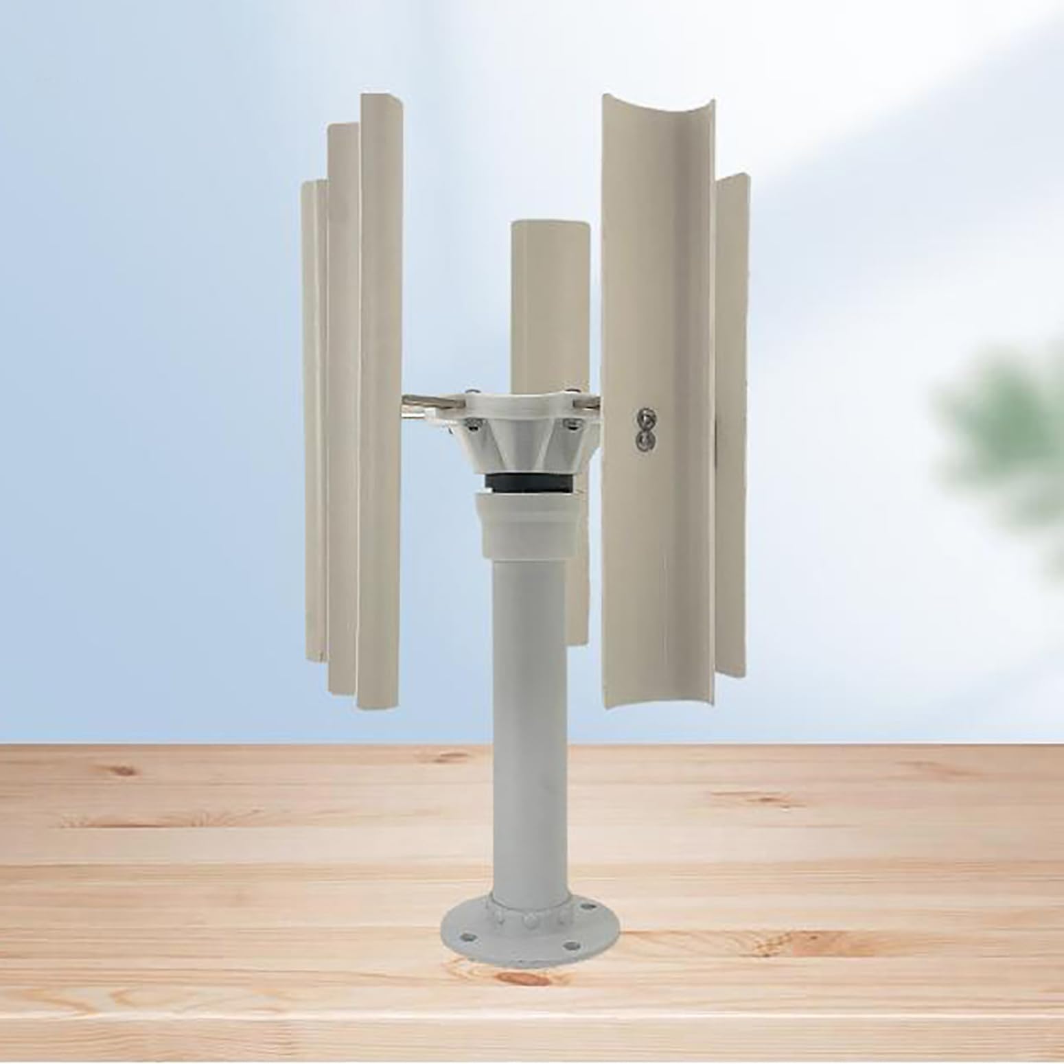 35W DIY Vertikaler 5-Blatt-Windgenerator-Modell 12V Dreiphasiger Bürstenloser Permanentmagnet-Generator, Reinkupferspule Windmühle Mit Niedriger Geschwindigkeit Für Außenbeleuchtung,Weiß