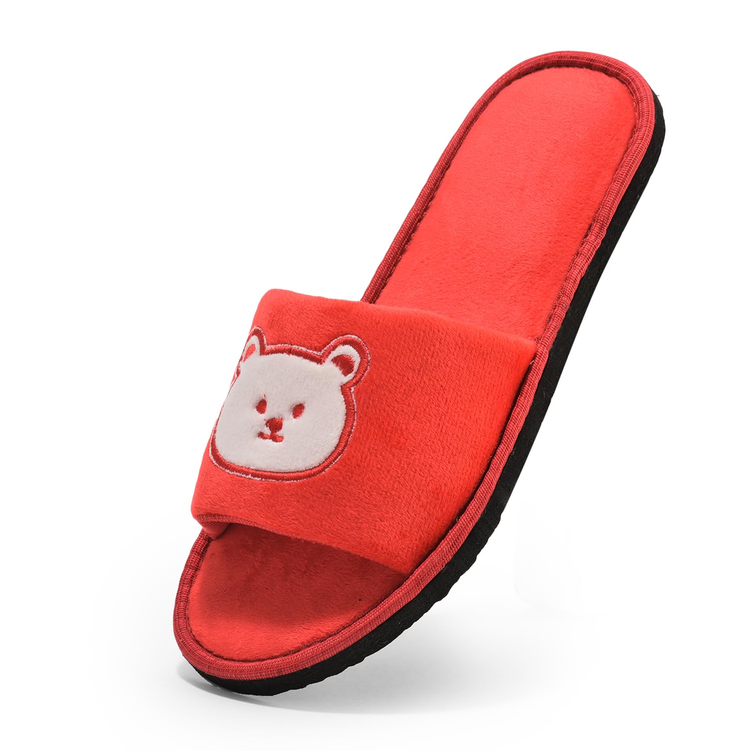 Women’s Open-Toe Fur Slippers | Cute Bear Print, EVA Sole & Padded Straps | Soft, Cozy, Anti-Slip Indoor Home Slides-image-37