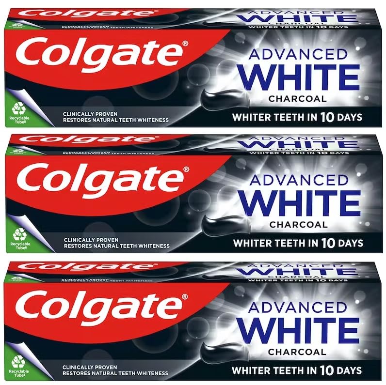 Colgate Charcoal Toothpaste Advanced Whitening 75ml pack of 3