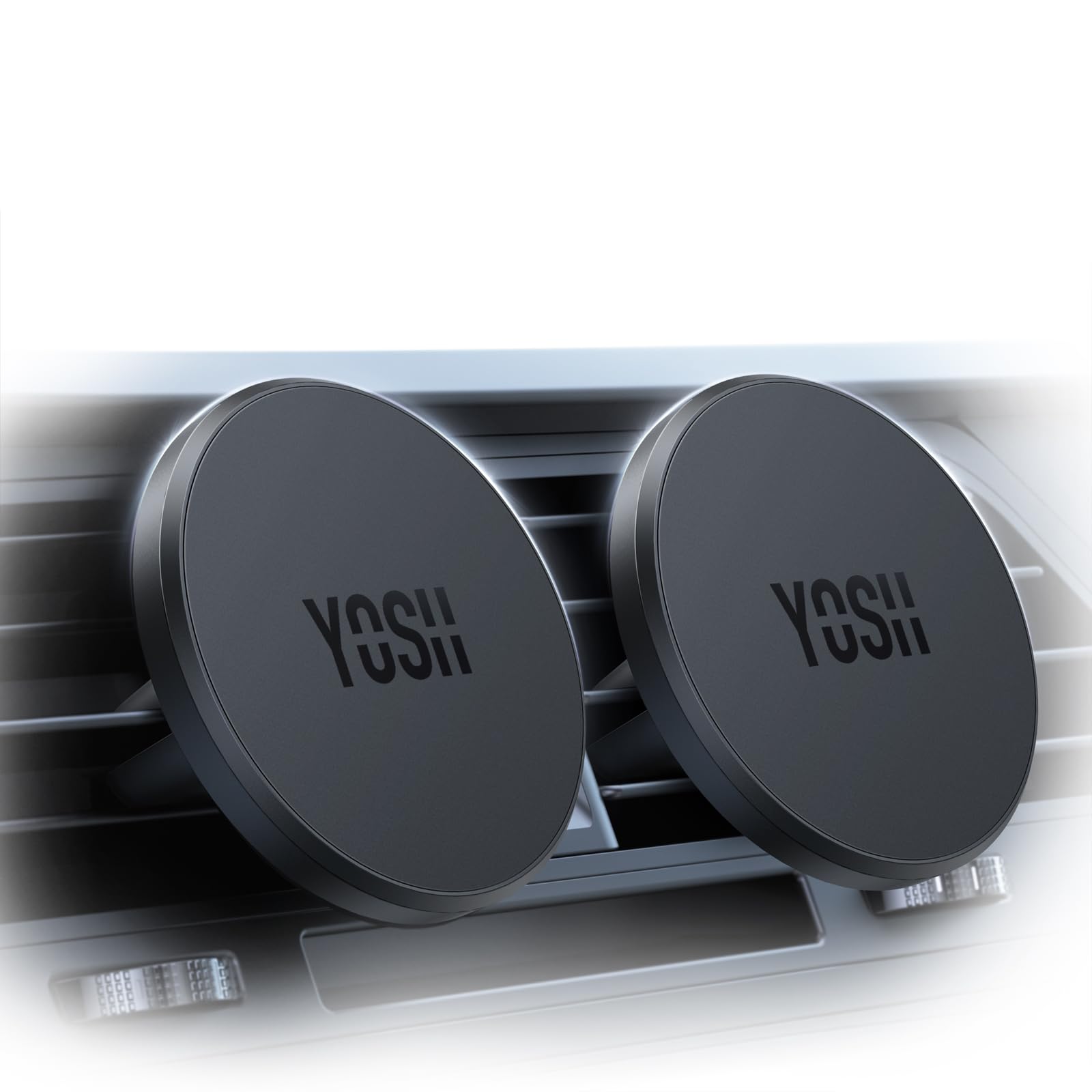 YOSH Handyhalterung Auto für MagSafe, Magnetische Kfz Handyhalter für Lüftung-[Keine Interferenz mit drahtlosem Laden], Universal für iPhone Samsung Pixel & Andere Geräte-mit Magnet Ring (2 Stücke)