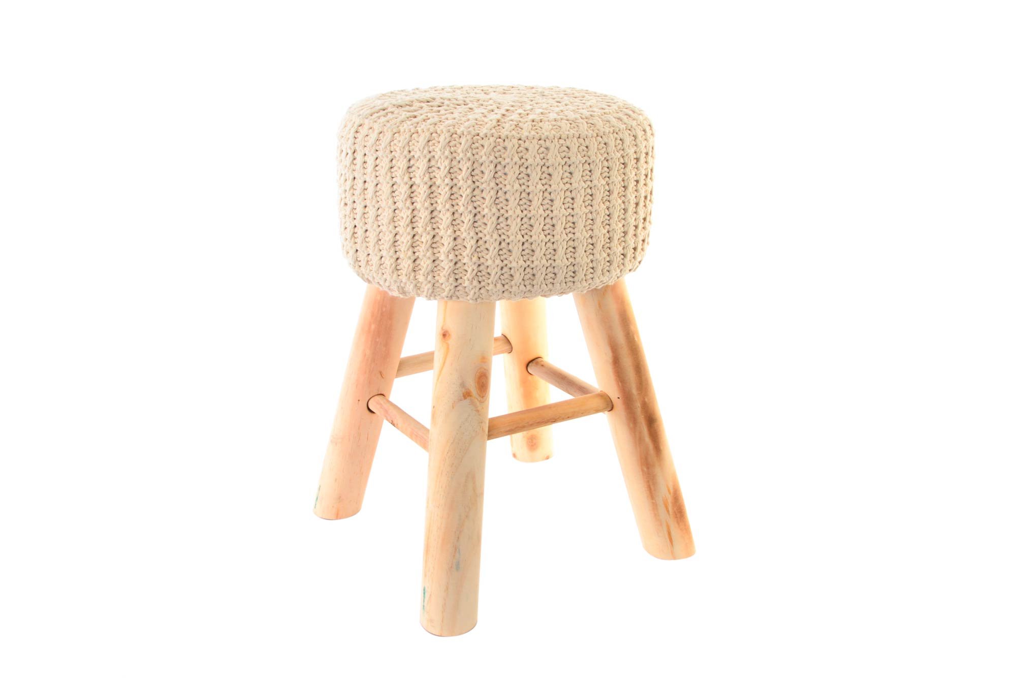 Tabouret bas scandinave en bois clair et assise confortable pour salon