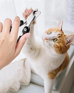 Foldable Cat Nail Clipper, Stainless Steel Dog Nail Trimmers Toenail Clippers, Professional Pet Nail Cutter for Cats Rabbits Hamsters Birds Medium Small Dog, Portable Cortauas para Perros (Black)