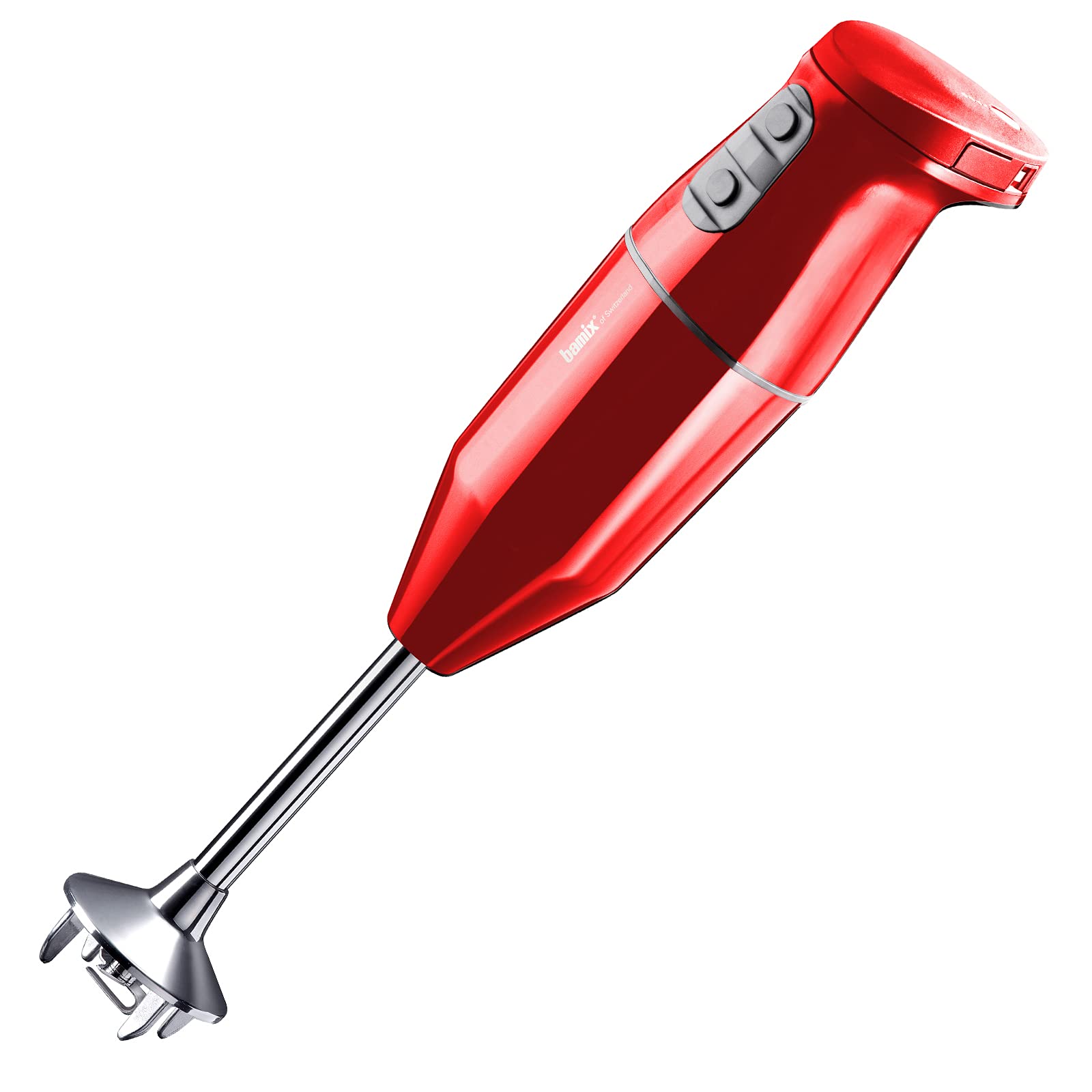 bamix cordless PLUS Set avec mixeur plongeant sans fil, Station de charge, Couteau, Disque fouet, Disque mélangeur, Inox, 250 W, 3 vitesses, Fabriqué en Suisse, Rouge