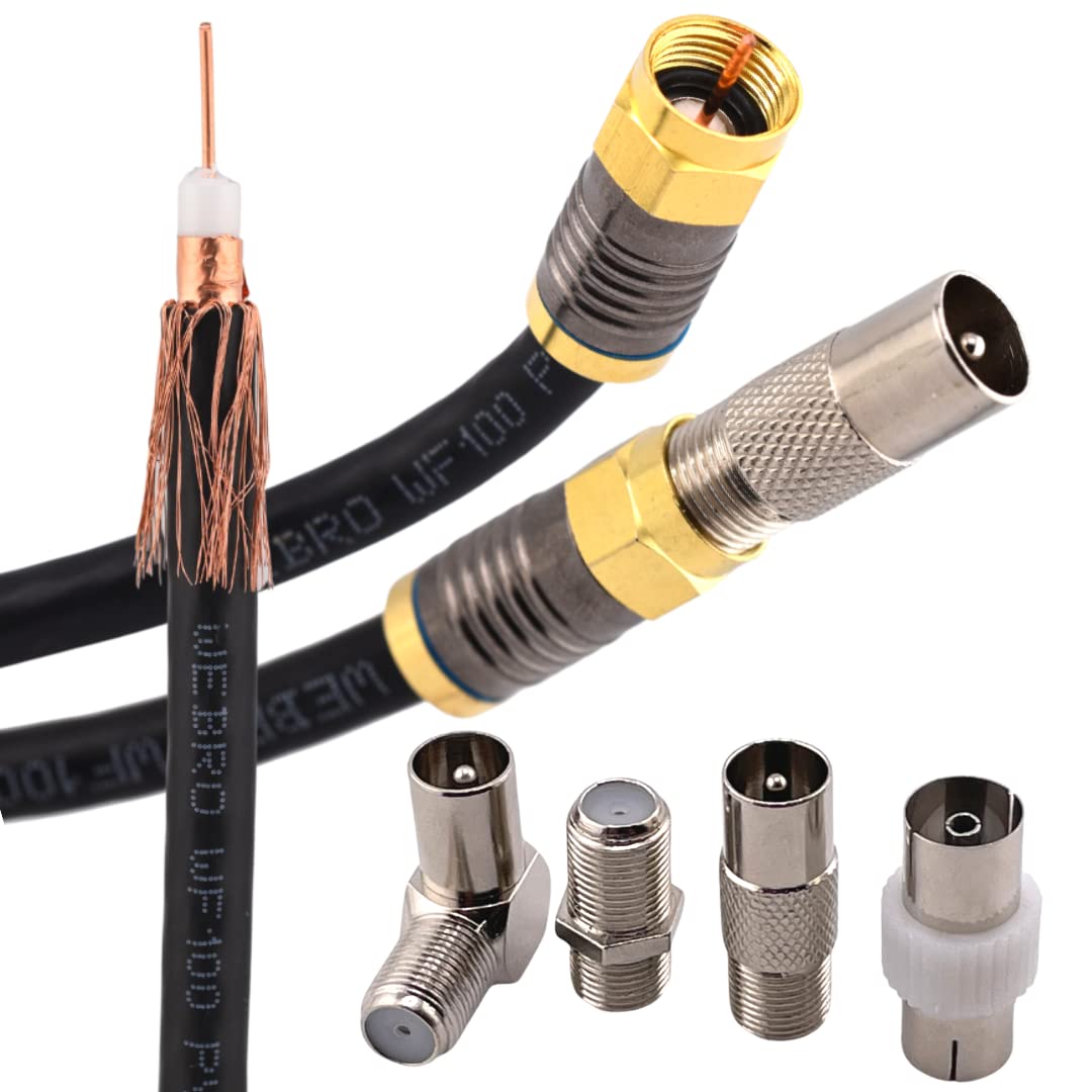 Duncan Duck (Black 3mtr) Coaxial TV Aerial Cable + Satellite Cable