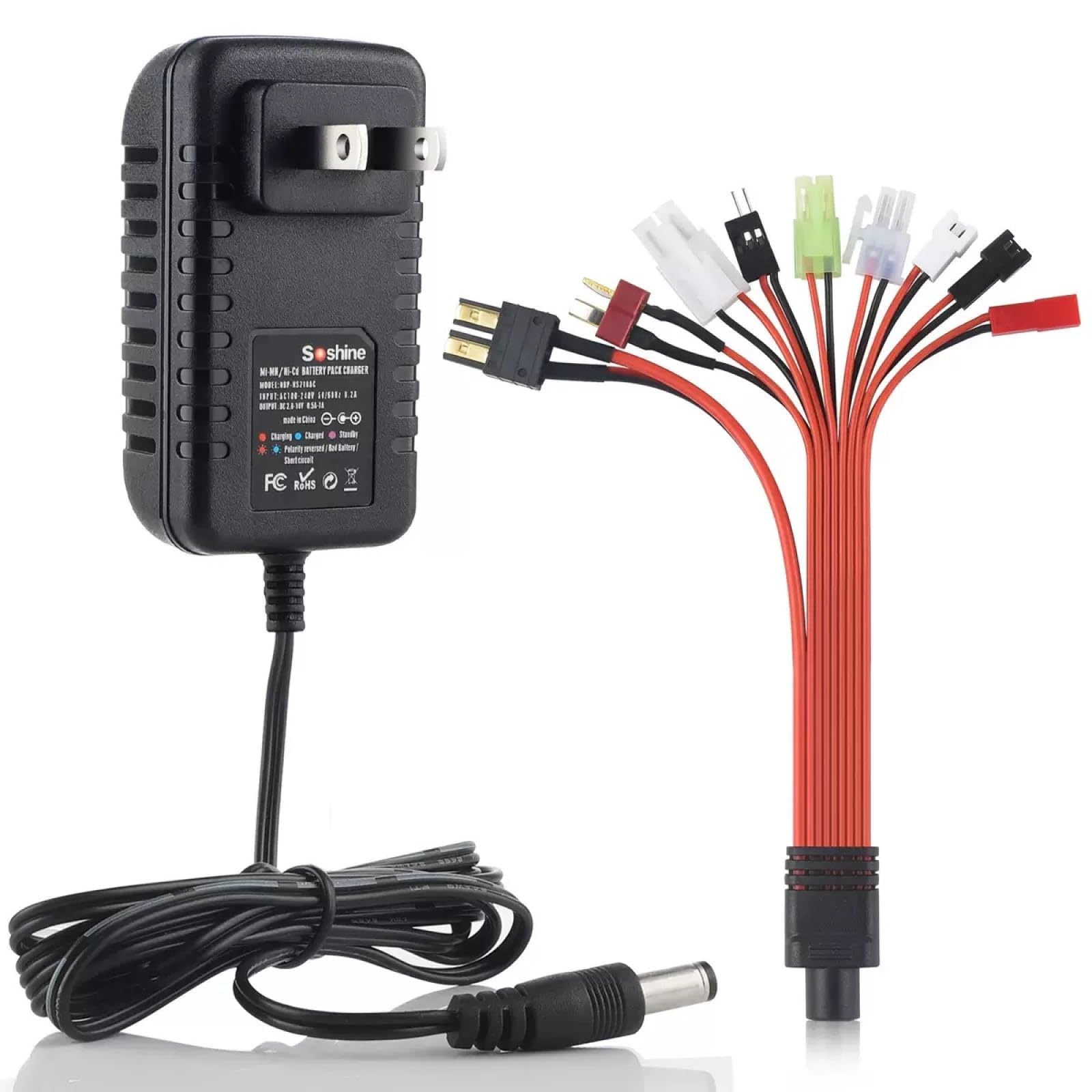 T-raxxas NiMH/NiCd RC Battery Charger for 4.8V 7.2V 8.4V 9.6V Battery Compatible 2.4V-12V NiMH/NiCD Pack