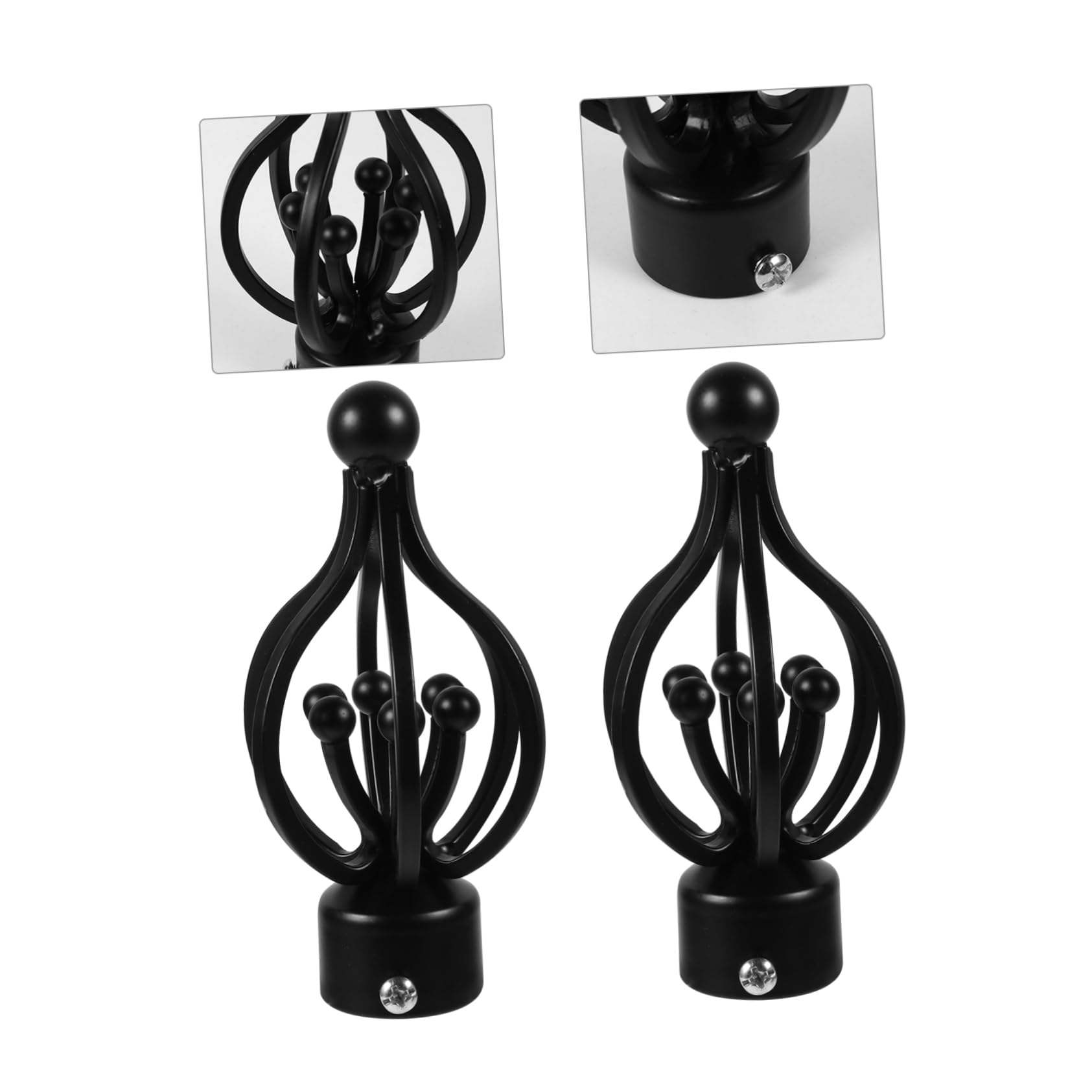 Embouts De Tringle à Rideau Décoratifs 28 Mm - Finition Noire Mate - Lot De 2 - Compatible Toutes Tringles