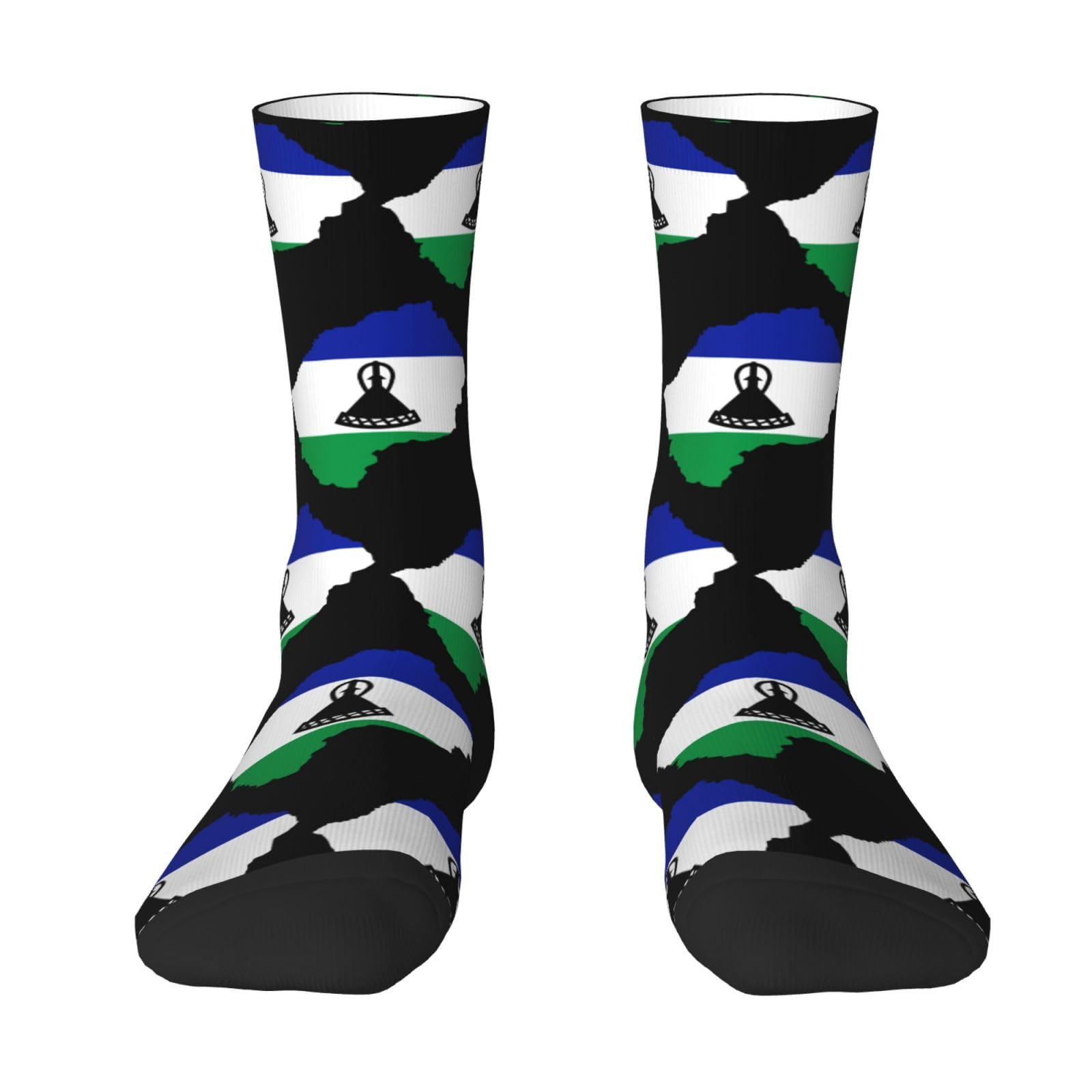 SIYTUAU Lesotho Terrain Map Socks For Women Men Cushion Athletic Crew Socks Casual Wicking Socks