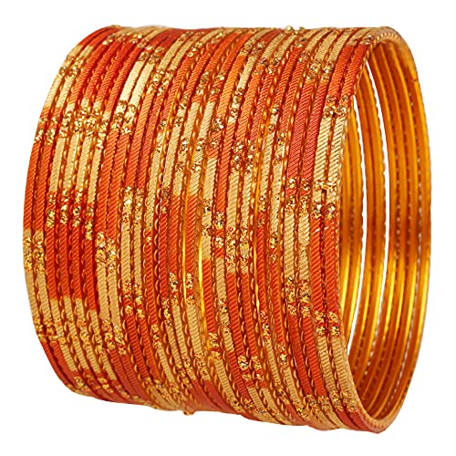 Touchstone New Indian Fresh Bollywood Fashion Handcrafted Enchanting Pastel Vanilla White Golden Colors Orange Designer Jewelry Bracelets Bangle. Set Of 24. For Women. #TOP17