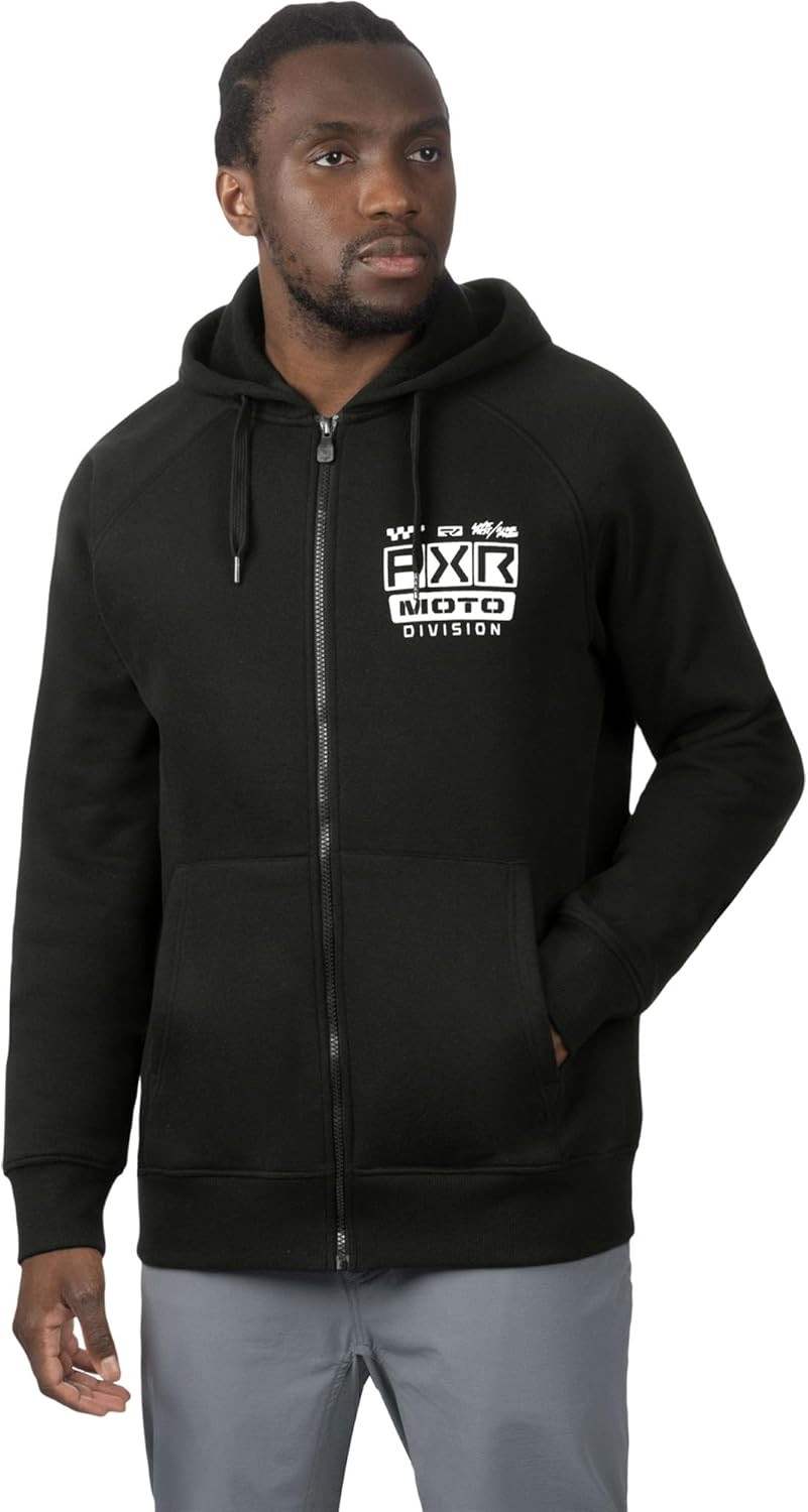 FXR Gladiator Hoodie Full Zip Hand Pockets Comfort Warm Casual Black/White - Image 2