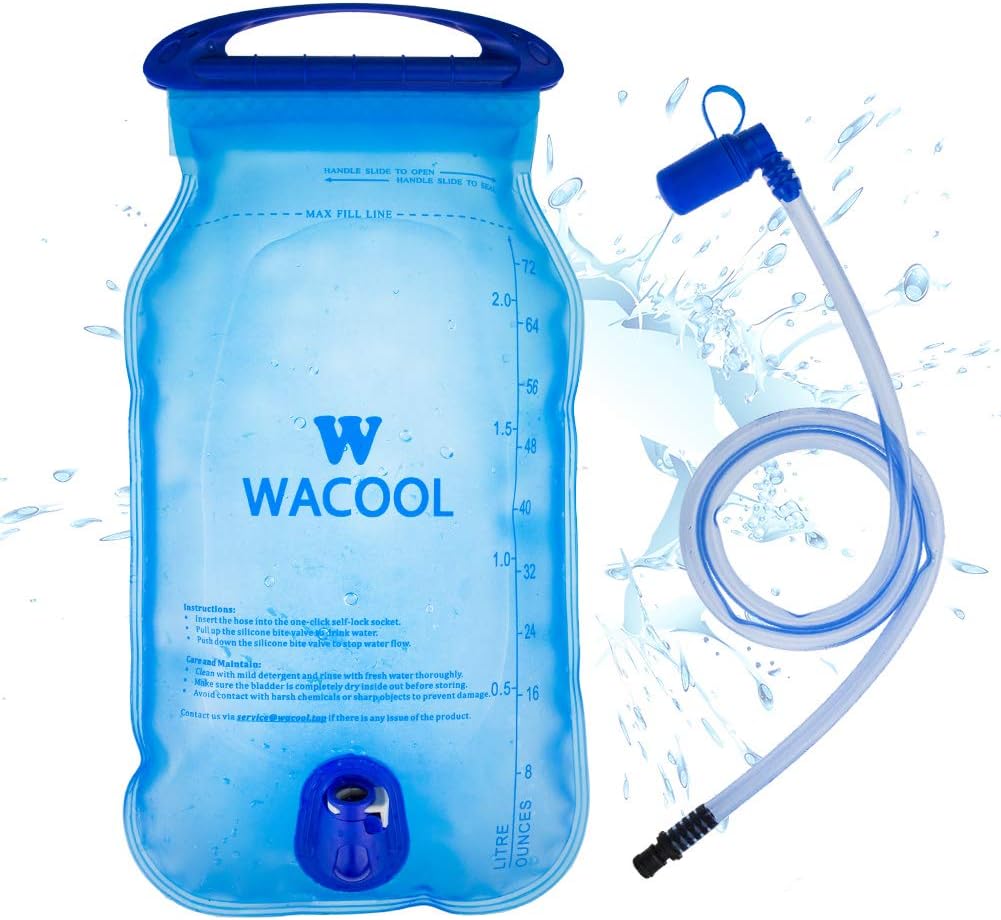 WACOOL 2L 2Liter 70oz BPA Free PEVA Hydration Pack Bladder, Leakproof Water Reservoir (XProSeries(Revo Blue))