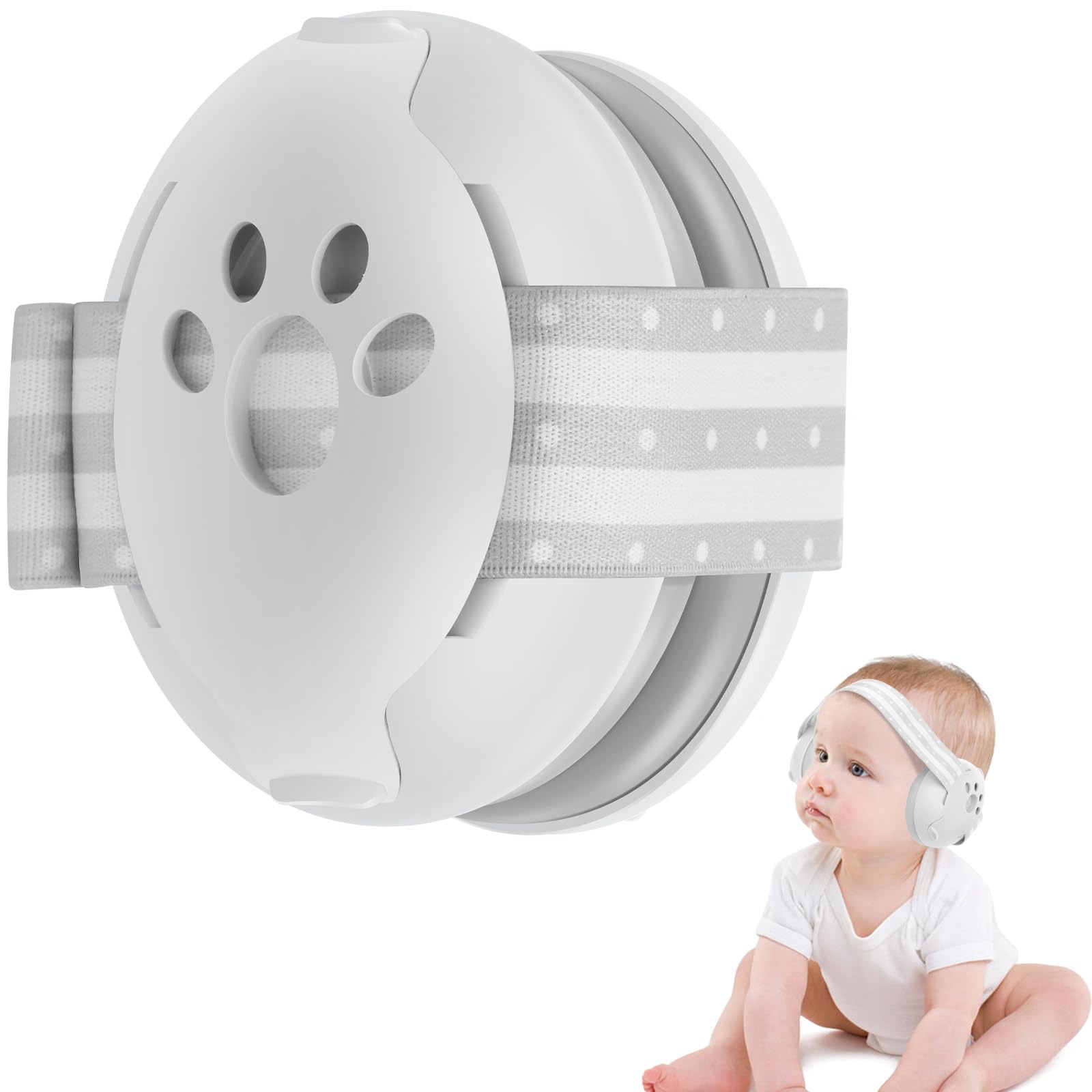 shaojian Baby Ear Defenders, Baby Noise Cancelling Headphones, Noise Reduction Earmuffs Ergonomic Babies Headphones Against Hearing Damage for Infant and Toddlers up to 36 Months (white)