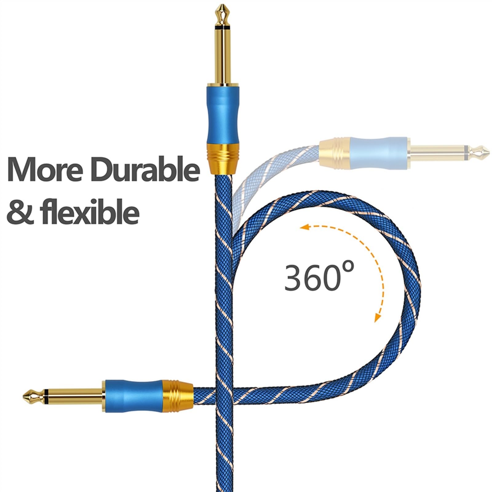 kabel audio do gitary Kabel Gitarowy 6.35mm 1/4 Kabel Audio 6.35mm TS Męski Na Męski Przewód Gitarowy Do Elektrycznej Gitary Basowej Klawiatura (Color : 3m)