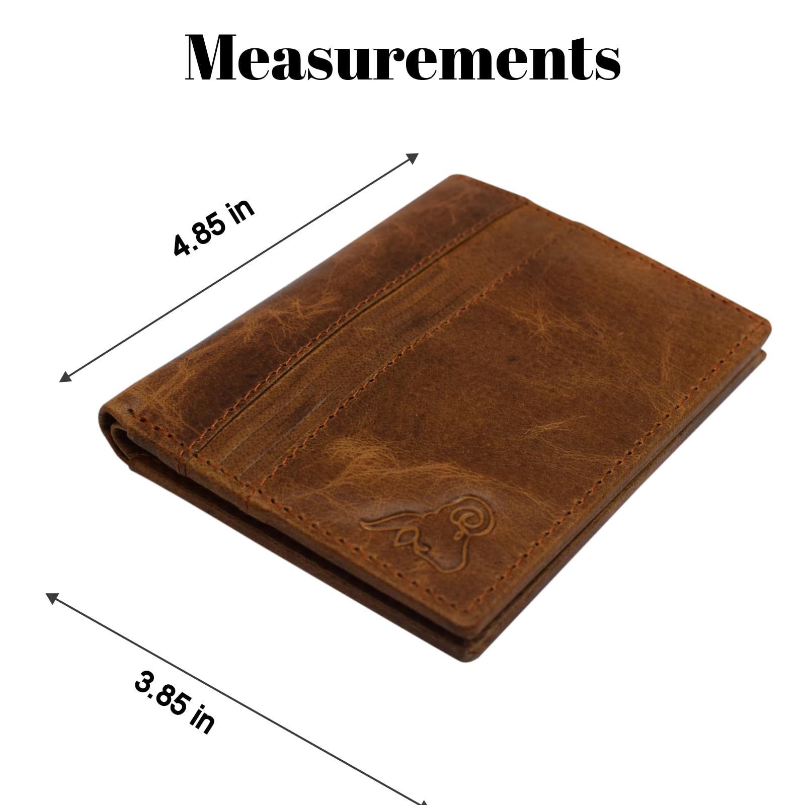 Marshal Cartera de piel auténtica RFID delgada y plegable con forma ovalada para tarjetas de identificación, Cavelio Tan, S, Cartera plegable