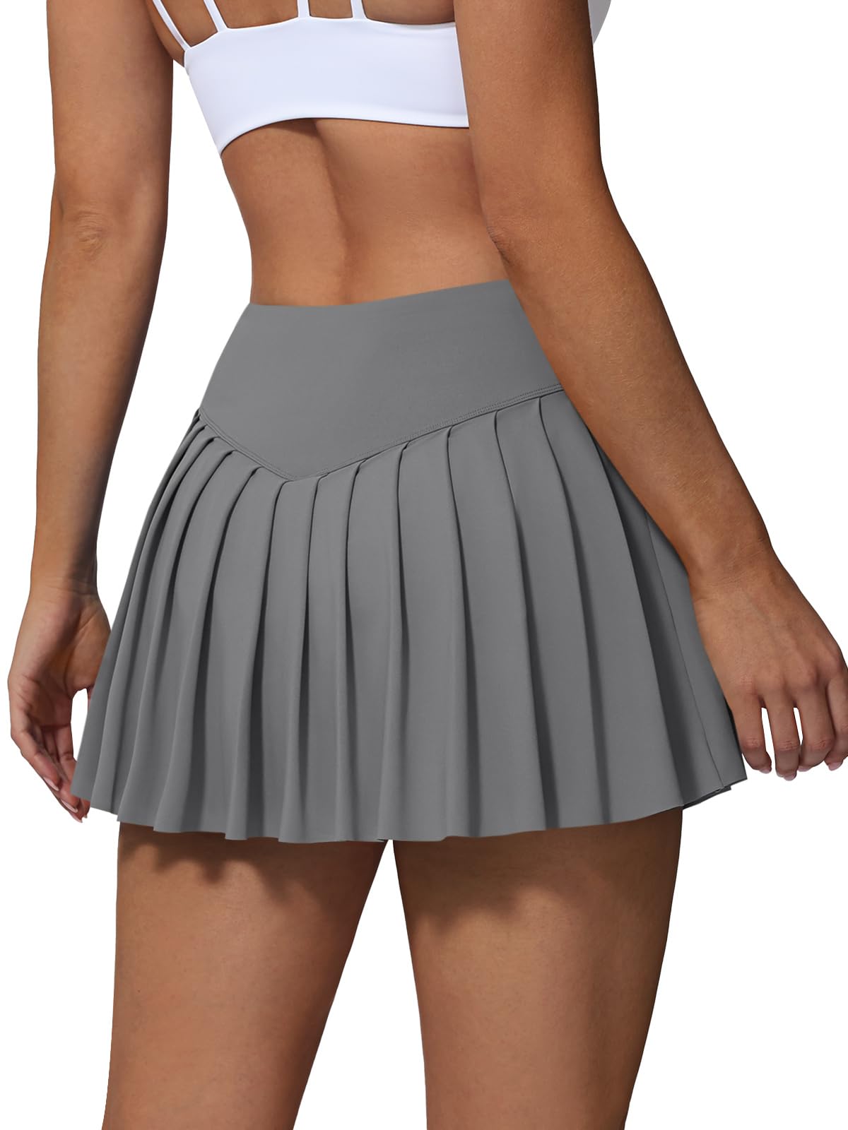 AugIris High Waited Pleated Tennis Skirt with Pockets Built-in Shorts Athletic Golf Skorts for Women Workout Sports