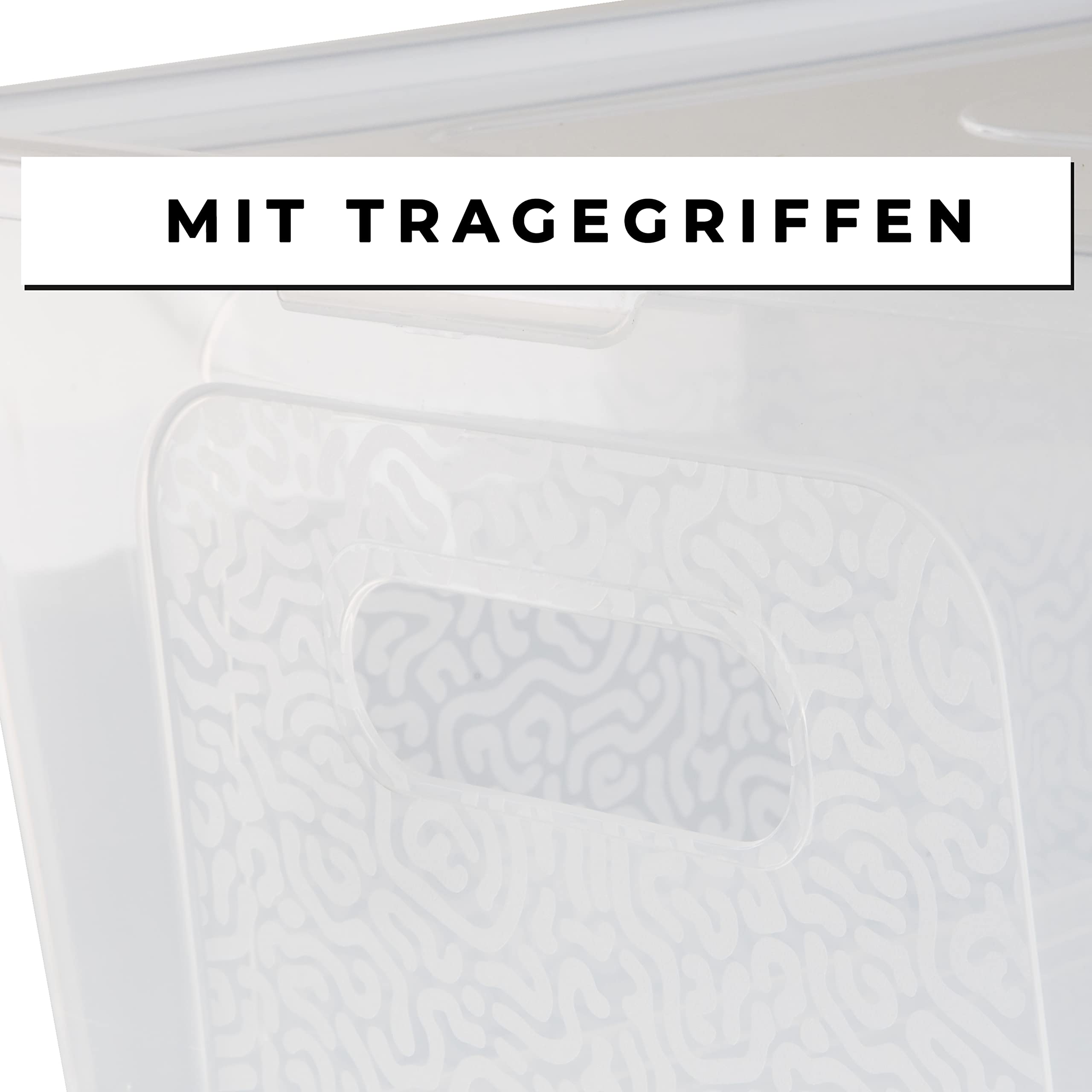 SUSTANIA Aufbewahrungsbox 60L 2er Set - Transparente Kunststoffboxen Mit Rollen 60x42x38cm