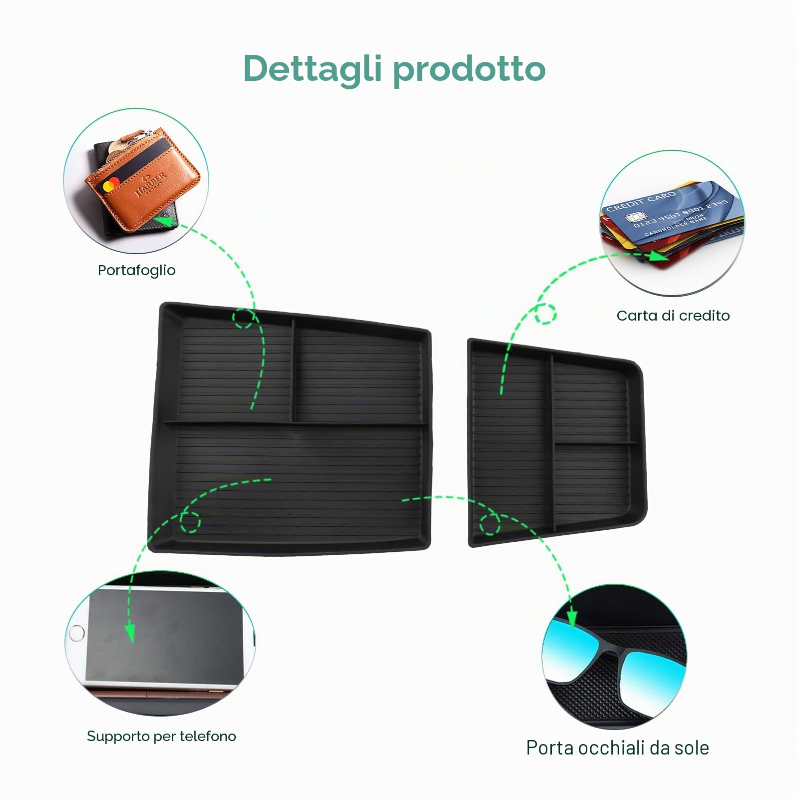 GAFAT Compatibile con Skoda Enyaq RS 2021-2025 2026 Elroq RS Contenitore Console Centrale, 2026 Enyaq 85 80 Vano Portaoggetti + Ripiani inferiori + Organizer per Schermo, Accessori Enyaq iv [4 pezzi]