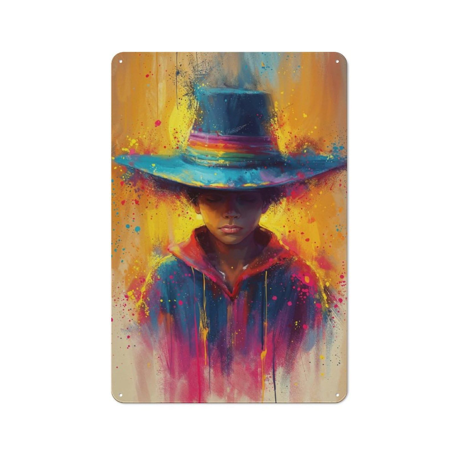 Junmoney Somber Cowboy Industrial-Style Metal Plaque 30X20cm For Hallway Wall, A Winter Wall Decor Update For Hallway Decor Lovers