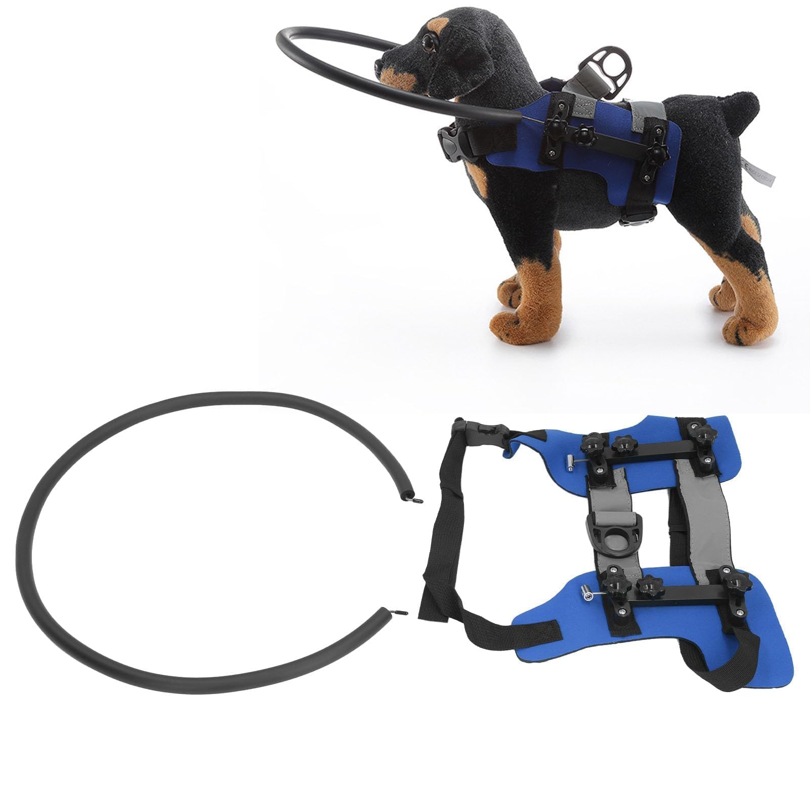 Blindes Hundegeschirr, Verstellbarer Antikollisionsring, Hund Schützend Geschirr Weste Ring Blindenhund Geschirr Orientierungshilfe für Blinde Haustiere (M)