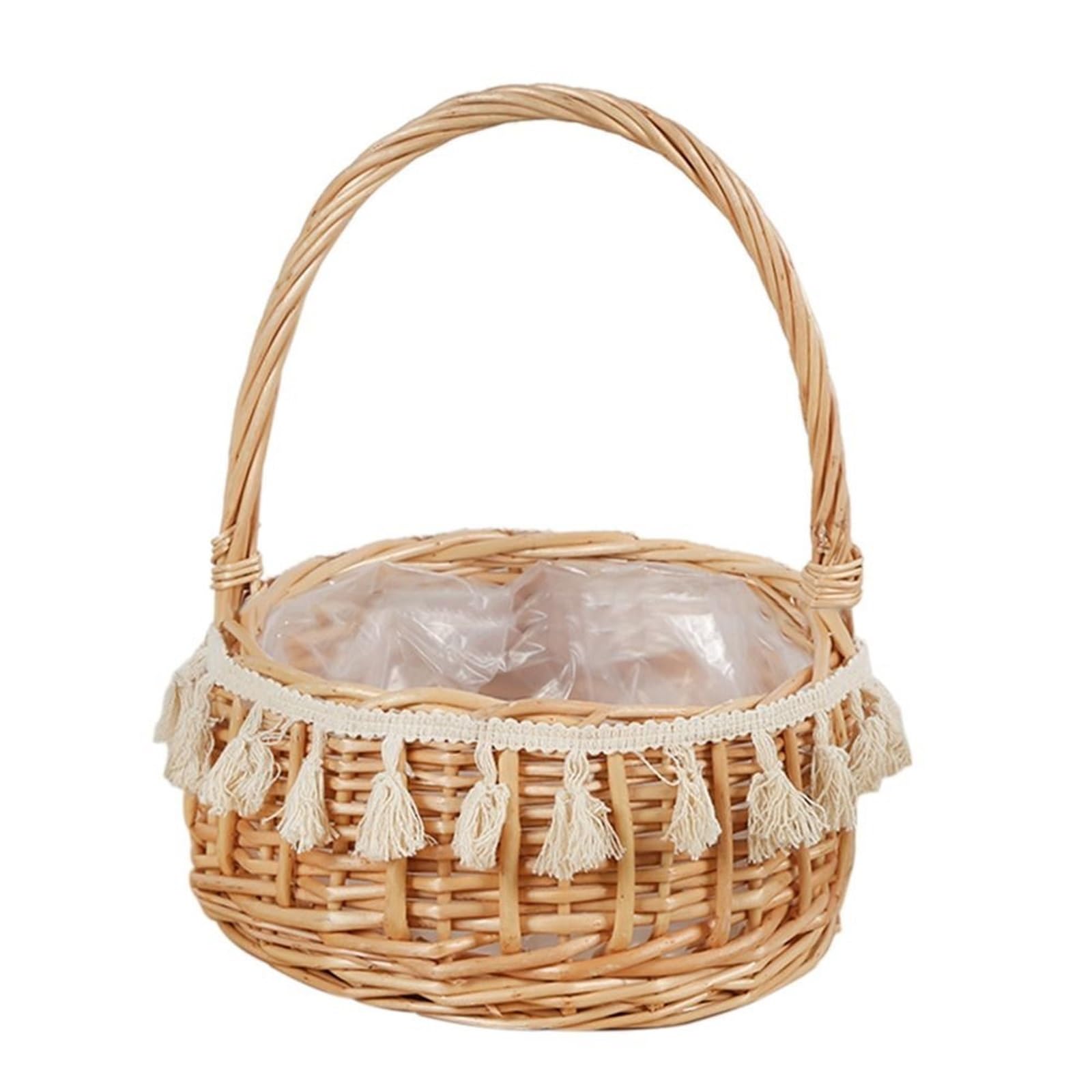 JFNKLFG Woven Plant Pot Small Flower Basket Arrangement Willow Rattan Woven Wicker Half Moon Storage With Handle Baskets(Color 7)