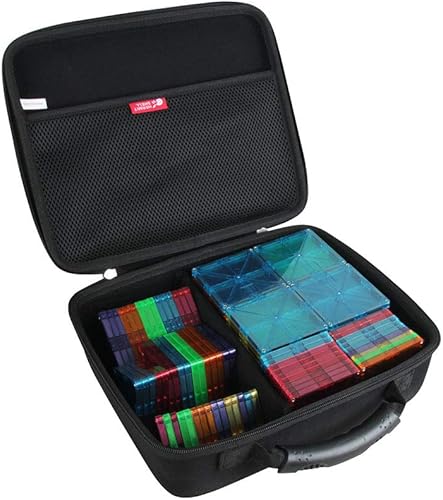 Miniatura 7 de Hermitshell Estuche de viaje duro para PicassoTiles  Playmags juego de 100 piezas de 100 piezas de azulejos magnéticos de construcción (rosa)