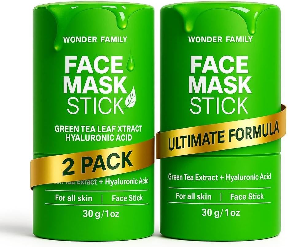 Green Tea Mask Stick - Pore Cleaner Green Stick - Prevents Blackheads - Moisturizing Clay Deep Cleanse - Facial Masks Women Skin Care - 2 Pack