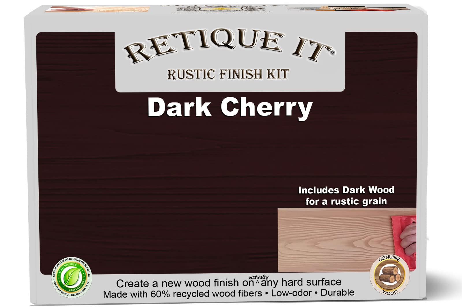 Retique It Gel Stain Liquid Wood Kits Real Paintable Wood. Great Companion to Chalk Finish Paint, Milk Paint, Furniture Paint. (2X Double (100 sq ft), Rustic Finish, 70 Dark Cherry)