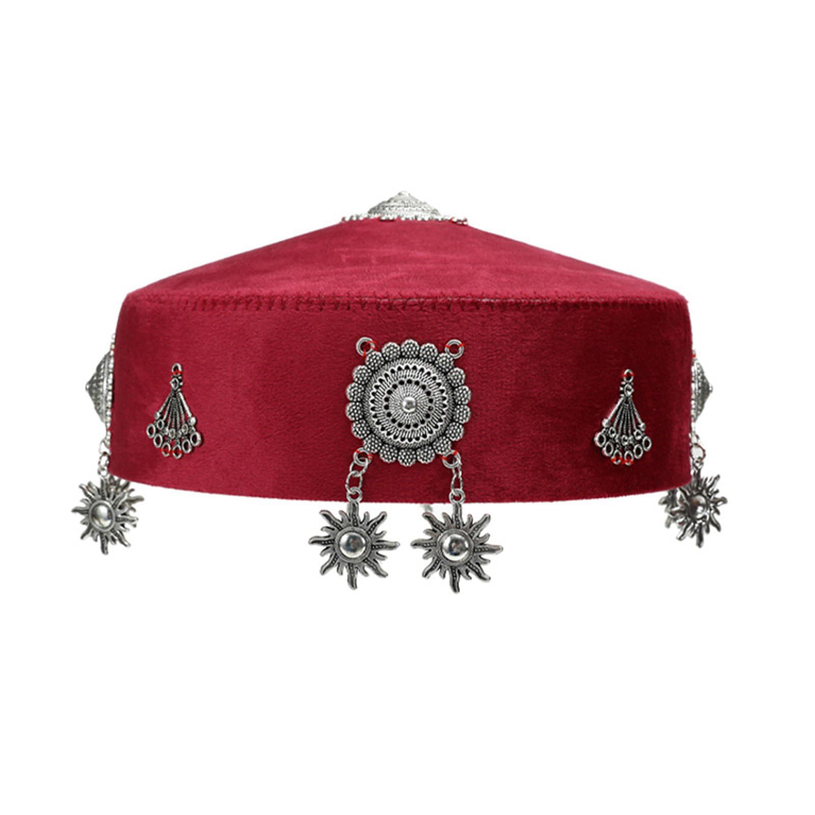 MICFENY Kazakh Folk Costume Hat Traditional Ethnic Design Polyester Fabric for Cultural Event and Daily Wear