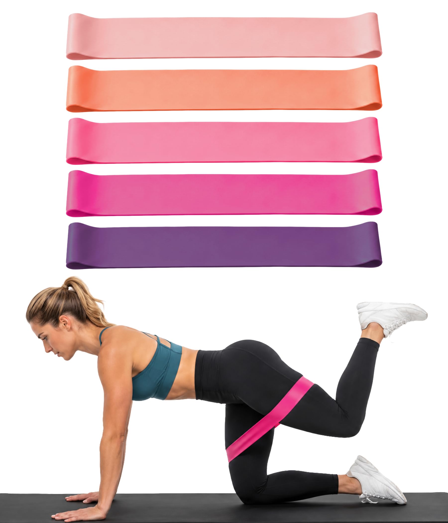 Wenoker 5-Pack Resistance Bands,Elastic Exercise Bandsfor Strength Training, Stretching, Workout; Home GymEquipment for Women Men, Pilates Yoga Physical Therapy, LegGlute Arm Exercise Kit