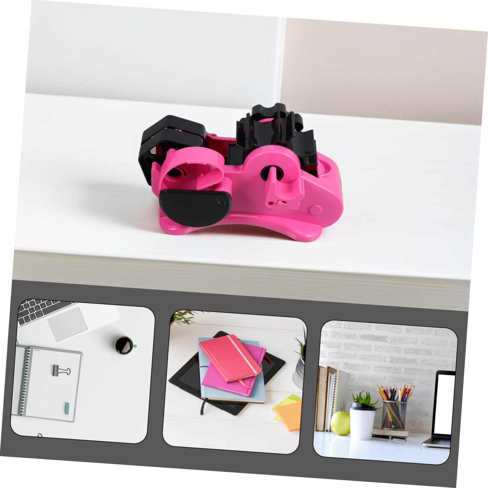 Dispenser per Nastro Adesivo da Ufficio Trasparente in Plastica | Taglio Integrato, Formato da Tavolo, Uso Ufficio e Viaggio, Design Semplice ed Elegante