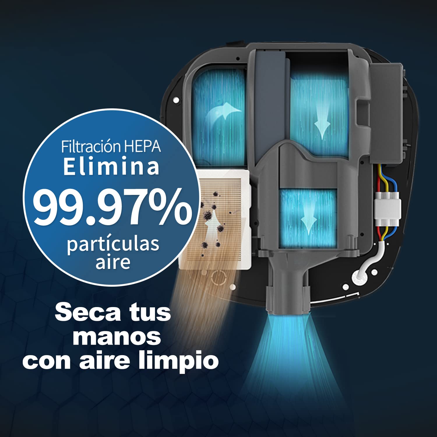 AIKE Secador de Manos eléctrico Profesional de Acero Inoxidable, Secado en 8-12 Segundos - 2 años de garantía