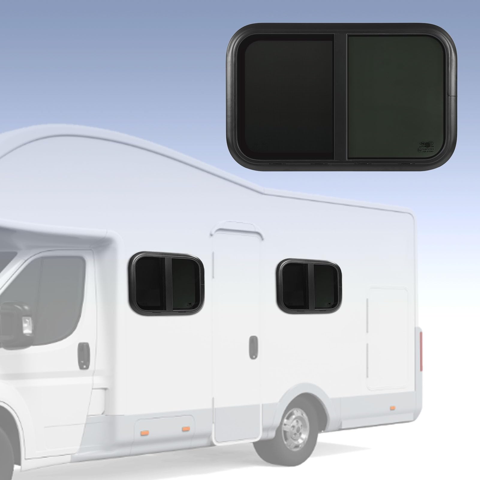 Cocoarm Okno do Samochodu Kempingowego, Zaokrąglona Narożna Rama Aluminiowa, Pozioma Konstrukcja Typu Push-pull, Odporna na Promieniowanie, Odpowiednia do Przyczepy Kempingowej 32,67x20,86 Cala