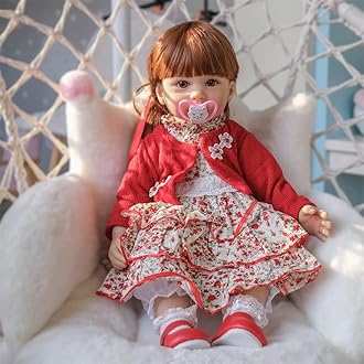 Zero Pam Reborn Baby Dolls Toddler Realistic Girl 24 Inch 60cm Real Looking Baby Silicone Limbs and Head Soft Cloth Weighted Body 6-12M Bebe Feel with Beautiful Princess Dress (1907)