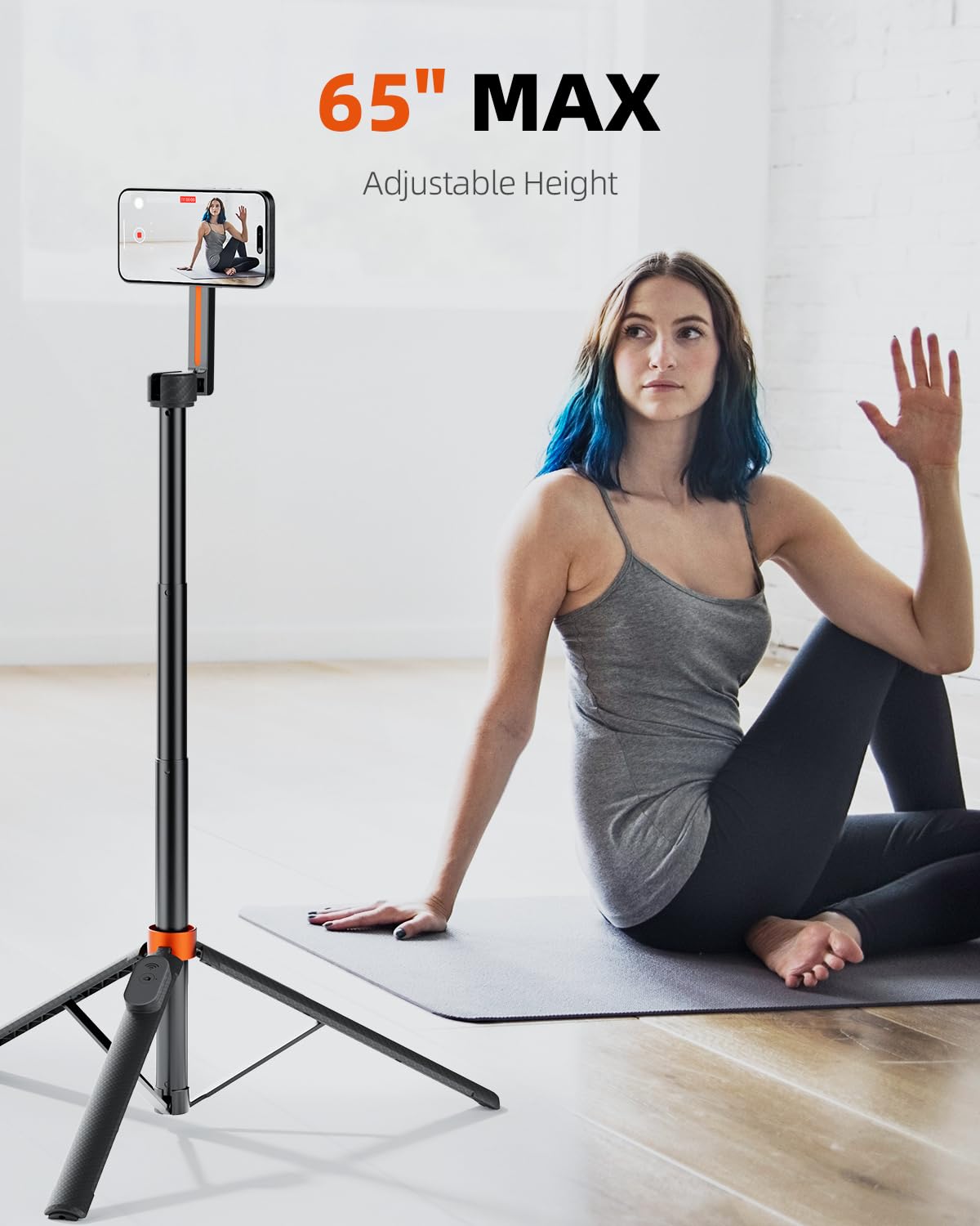 TODI Treppiede magnetico da 65 pollici per iPhone con telecomando, selfie stick per iPhone Magsafe, treppiede per telefono cellulare per registrazione, treppiede da viaggio compatibile con serie 16/15