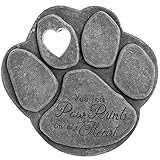 iHeartDogs Pet Memorial Garden Stone - 'You Left Paw Prints On My Heart' - Dog or Cat Bereavement Loss Gift