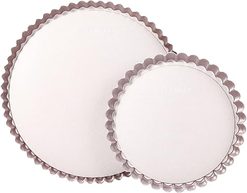 CHEFMADE Juego de moldes para tartas, molde redondo de 7 y 9 pulgadas con fondo suelto extraíble, sartén antiadherente de acero al carbono para