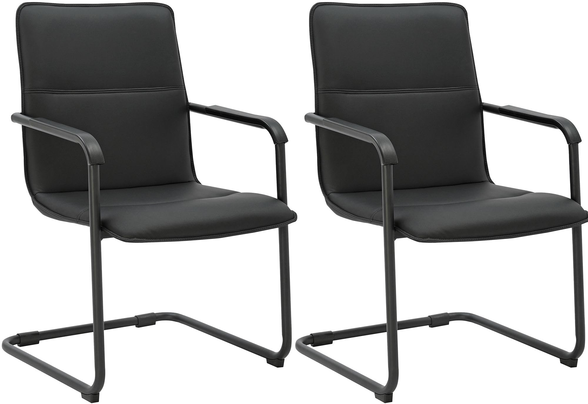 CLP Set di 2 sedie a sbalzo con braccioli Seattle, sedie da Pranzo Moderne rivestite in Similpelle, Telaio Cromato, Colore:Nero/Nero