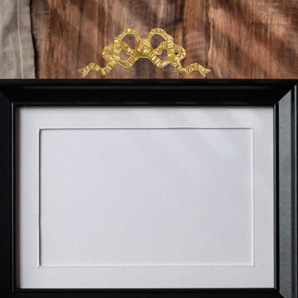 LOGOFUN 2Pcs Bow Knots Wall Hanging Decor Elegant Resin Golden Bow Wall Art Decoration for Mirror Picture Photo Frame Living Room Entryway