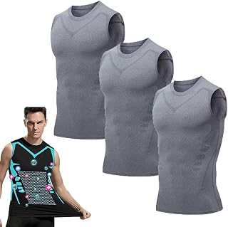 LVLUOKJ 3PCS Ionic Shaping Vest, Ionic Shaping Vest for Men, Comfortable and breathable ice-silk fabric, Mens Sleeveless Compression Top, Mens Vest Body Shaper (Color : Gray, Size : 3XL)