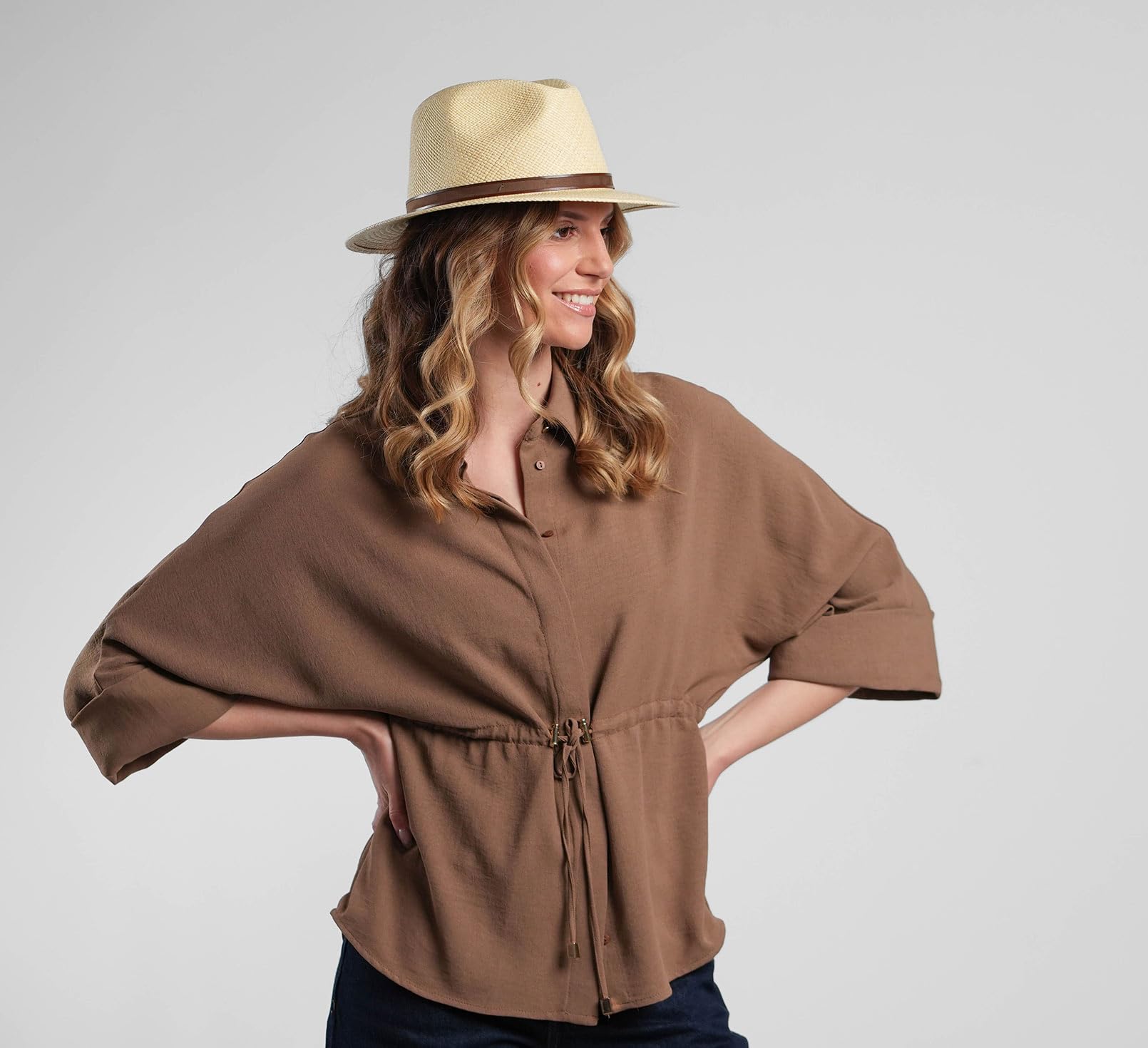 Fedora Hut ausladende Krempe Panama Brisa Belt
