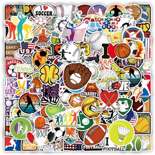 Sports Stickers 150 Pack, Vinyl Waterproof Sports Water Bottle Stickers
