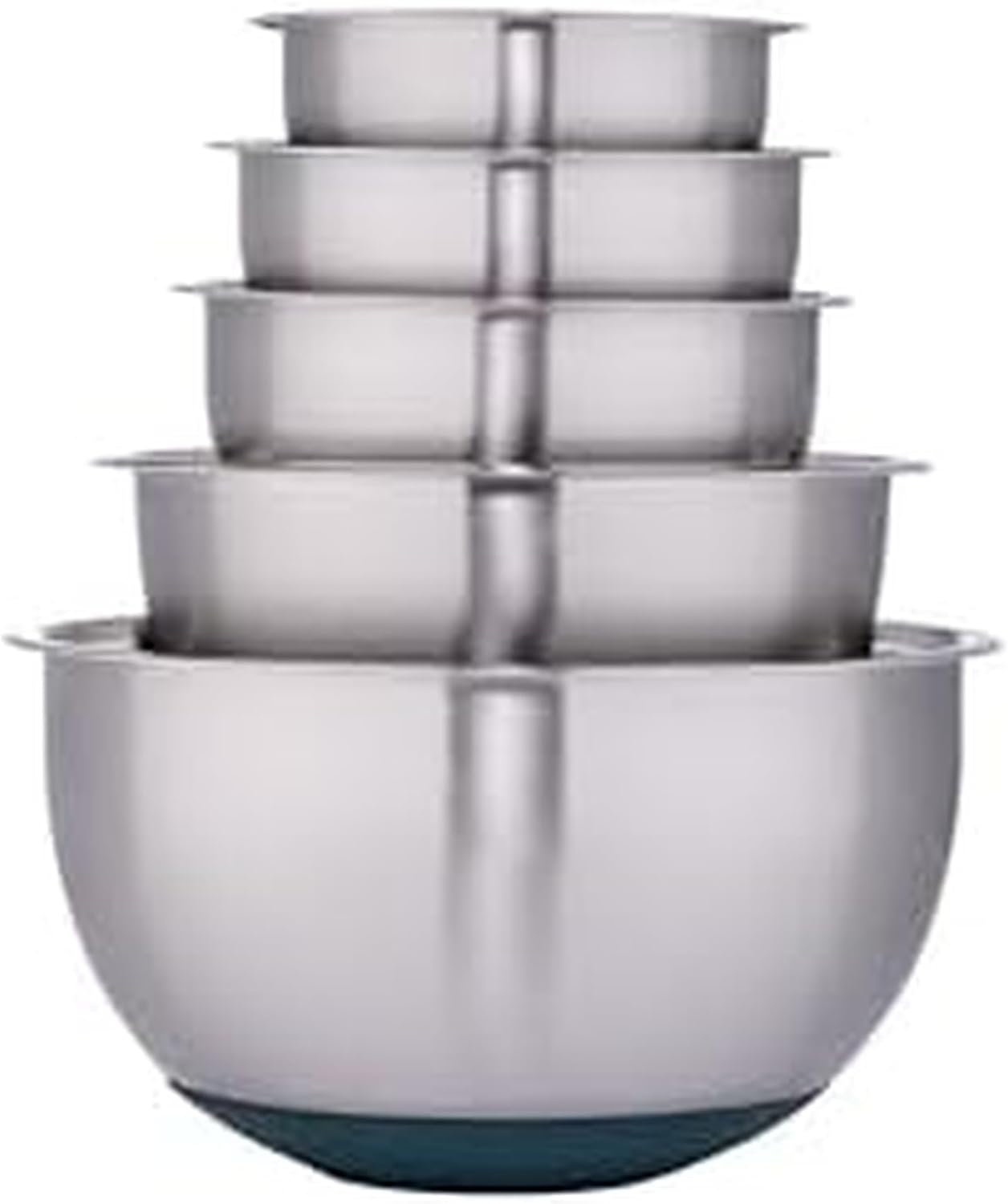 Chicago Metallic Stainless Steel Mixing Bowls with Grater Lids, Green Silicone Base, Convenient Nesting Design for Compact Storage