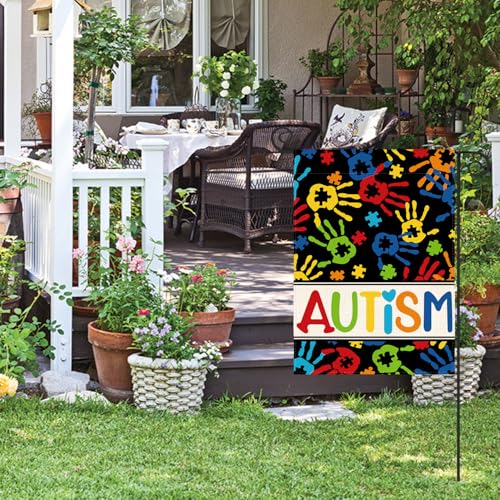 Drapeau extérieur autisme double face motif puzzle de jardin - 4