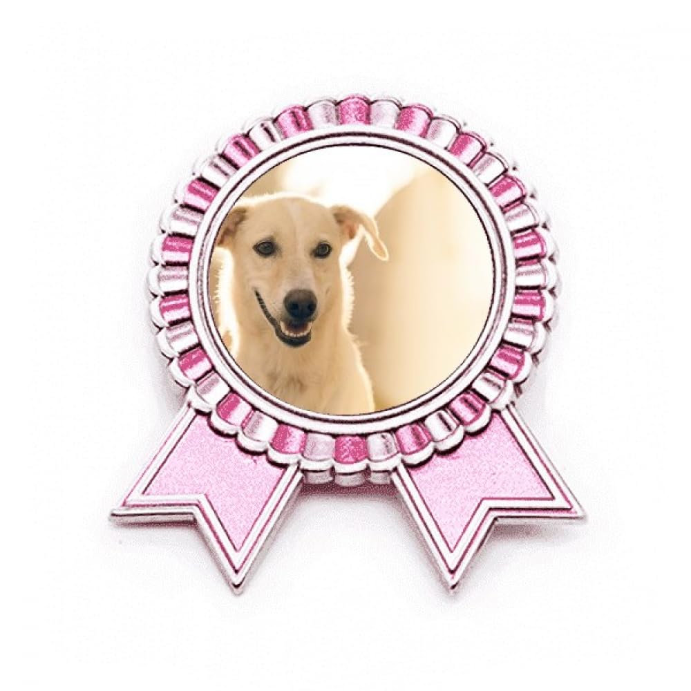 Broche de chien blanc médaille de prix rose métal pour accessoire fixe M - 4