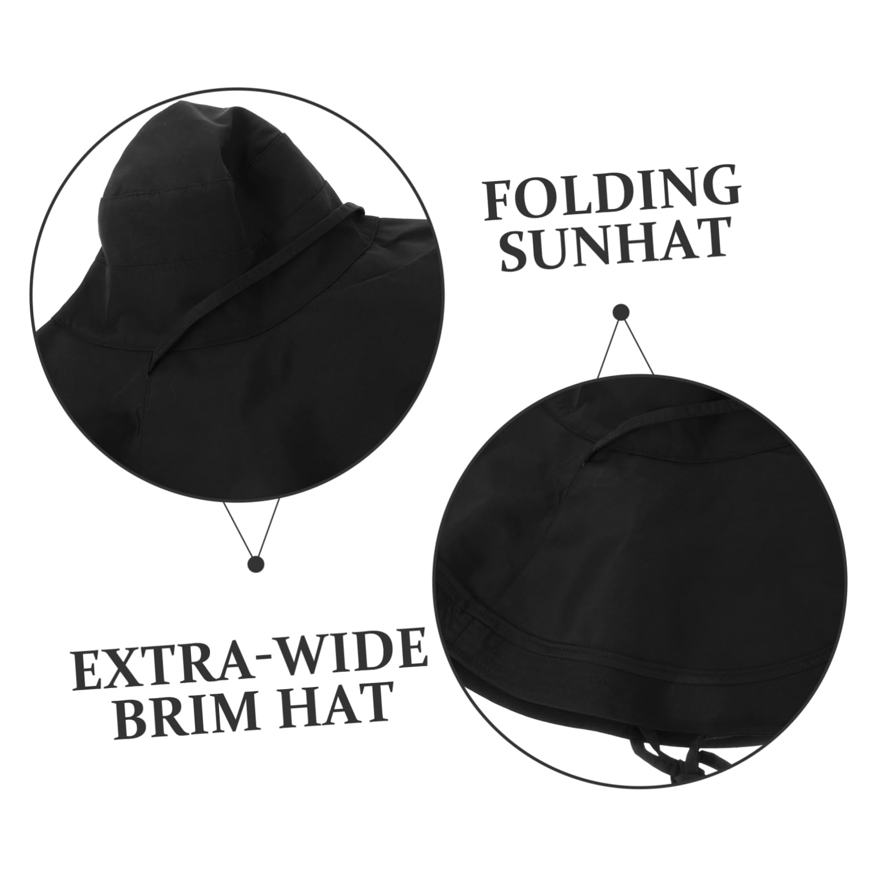 Sombrero Sol de ala Ancha Negro Protección UV para Mujer