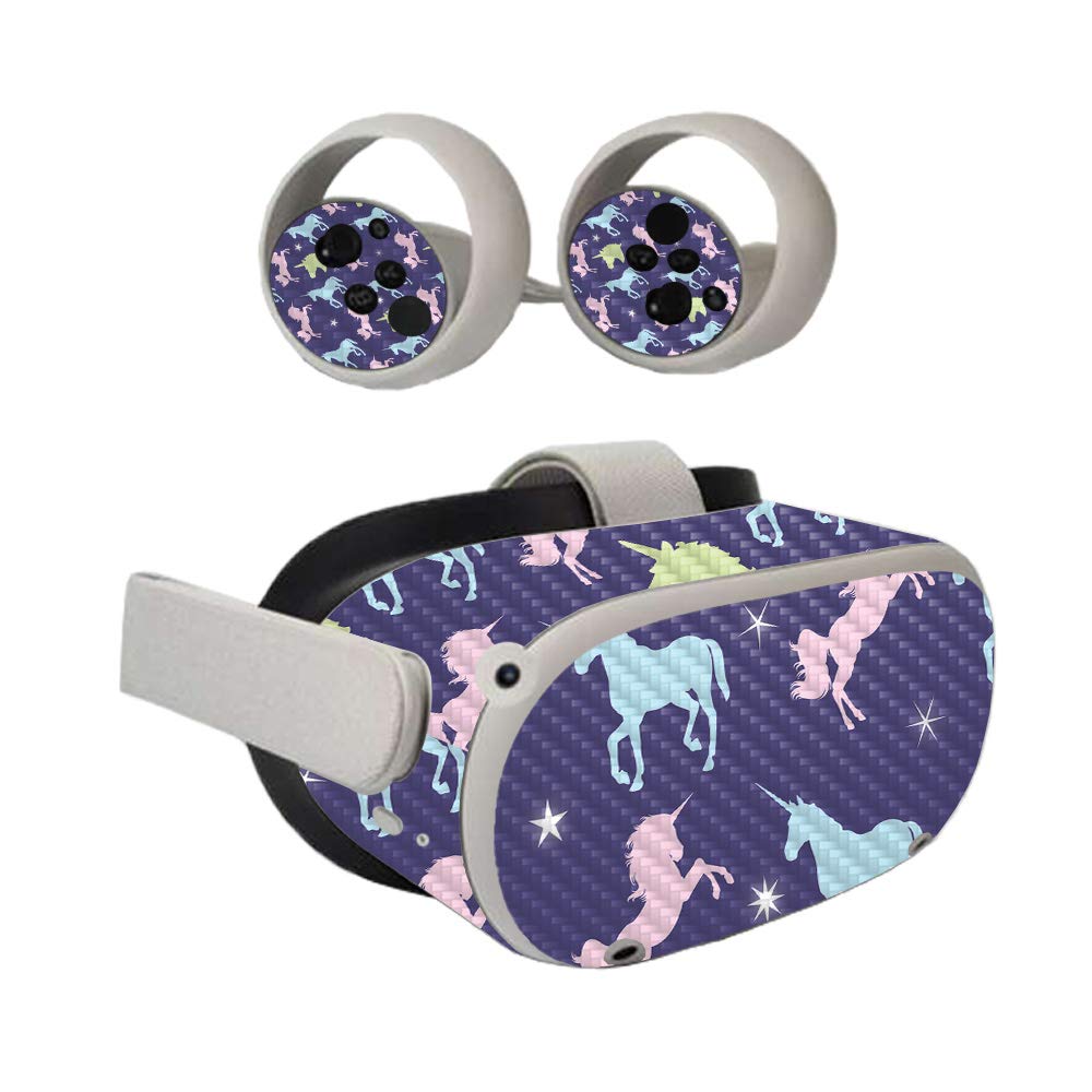 MIGHTY SKINS Carbon Fiber Skin Compatible with Oculus Quest 2 - Unicorn Dream | Protective, Durable Textured Carbon Fiber Finish | Easy to Apply | Made in The USA (CF-OCQU2-Unicorn Dream)