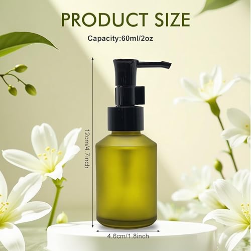 Miniatura 2 de Botella de prensa de vidrio esmerilado recargable portátil de 2.0 fl oz/2 oz botella de prensa de vidrio esmerilado cosmético de limpieza emulsión