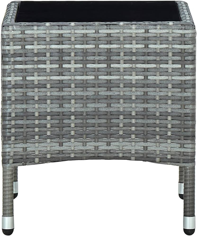 Modern Stylish Patio Dining Table, Square Sturdy Patio Table with Steel Frame, Side Coffee Table for Backyard or Living Room, Patio Table Gray 15.7"x15.7"x17.7" Poly Rattan