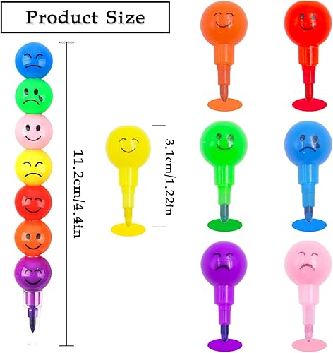 Miniatura 7 de 30 crayones apilables Smiley, mini paquetes de crayones apilables, lápices de colores, rotuladores de arcoíris, crayones apilables para regalos de