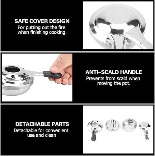 Miniatura 4 de Estufa de alcohol, estufas portátiles de camping para mochileros, quemador de alcohol desmontable antiquemaduras, estufa de bolsillo ligera para